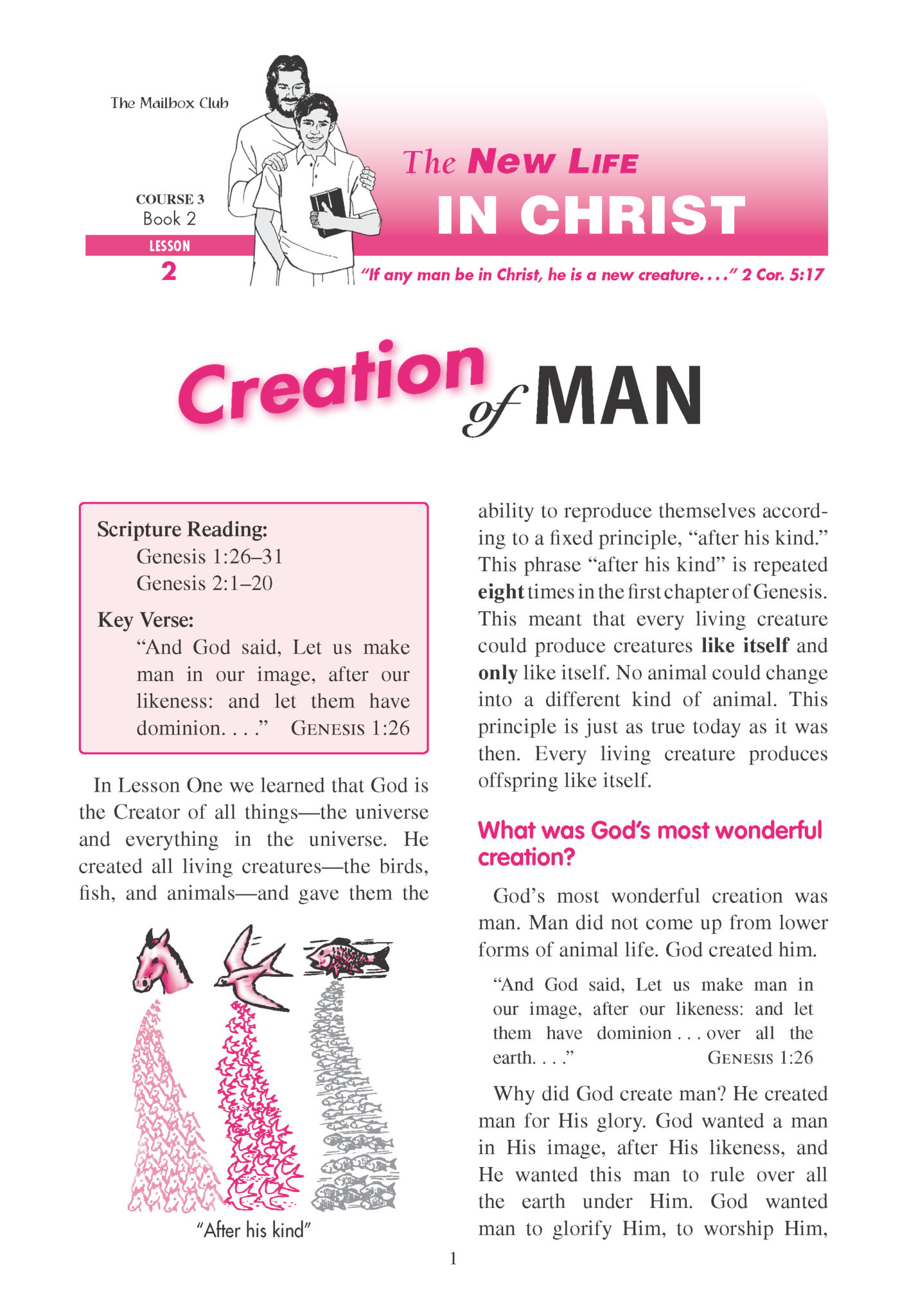 Lessons 2 & 3 - Creation of Man - Satan